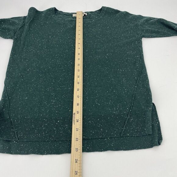 ANN Taylor LOFT Sweater Women's Small Green Christmas Knit Hi-Low Hem Pullover - Picture 6 of 9